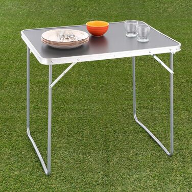 Кемпінговий стіл, вуличний стіл, сірий, складаний з ручкою для перенесення, 80x60x70 см, легкий, розкладний стіл, бічний столик, столик-валіза, кемпінговий стіл, балконний стіл