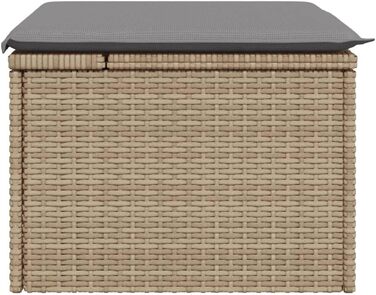 Табурет садовий з подушкою бежевий 55x55x37 см Poly Rattan,366092