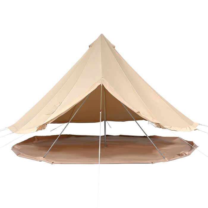 Намет VEVOR Bell Tent 3 x 2 м, юрта, бавовна з термостійкого матеріалу та міцні залізні стійки з ПВХ підлогою, сімейний намет на 8 вікон, груповий намет для пригод на свіжому повітрі