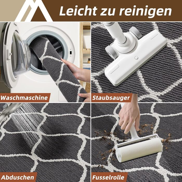 Килим для кухні COSY HOMEER з нековзним покриттям, 60 x 180 см, Кухонна доріжка, яку можна прати, стійка до плям, можна прати в пральній машині, для кухні, пральні, входу, коридору, сірий, 60 x 180 см