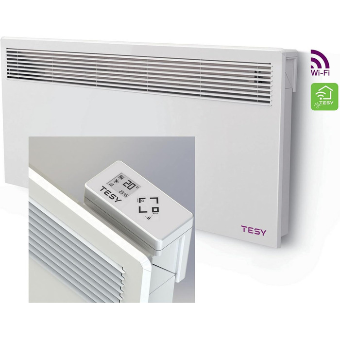 Електричний радіатор, електричний обігрівач, настінний конвектор, світлодіодний дисплей з WiFi та хмарним сервісом, 3000 Вт, 3000 Вт з WiFi