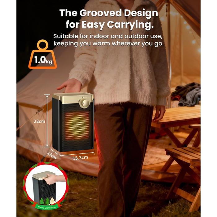 Енергозберігаючий електричний вентилятор-обігрівач, електричний обігрівач потужністю 1500 Вт з керамічним нагрівальним елементом PTC, 3 режими, портативний обігрівач із захистом від перегріву та перекидання, для ванних кімнат, спалень, кемпінгу в приміщен