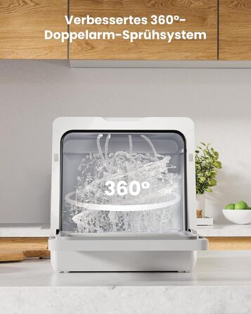 Настільна посудомийна машина з 8 програмами, блокуванням від дітей і відкладеним стартом