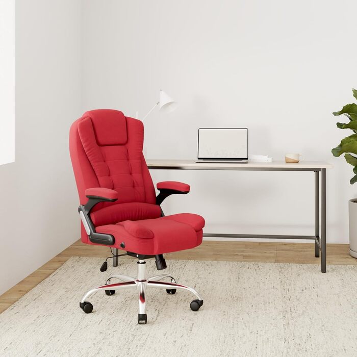 Крісло керівника CLP XXL Thor з тканинною оббивкою, максимальне навантаження 150 кг, офісне крісло з підлокітниками, регульована висота, обертове крісло з товстою оббивкою, колір червоний
