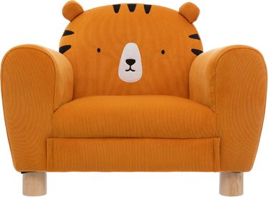 СТВОРИТЕЛЬ АТМОСФЕРИ ІНТЕР&39ЄРУ Дитяче крісло, Тигр, Крісло, Стілець, Джунглі/Тварини, Помаранчевий, Поліестер, Пінополіуретан (ПУ), Фанера, Розслаблюючий