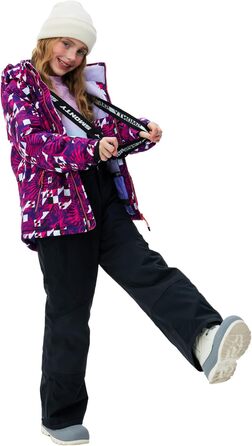 Зимовий комбінезон для дівчаток, комплект з лижної куртки та штанів, капюшон з бретелями, вітрозахисний, водонепроникний, теплий, розмір 140-152, яскраво-рожевий