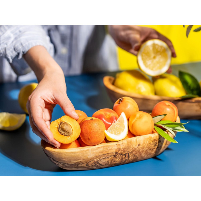 Набір з 2 багетів з оливкового дерева Миска для хліба - Миска для закусок подовжена - Сільська дерев'яна миска - Декоративна миска