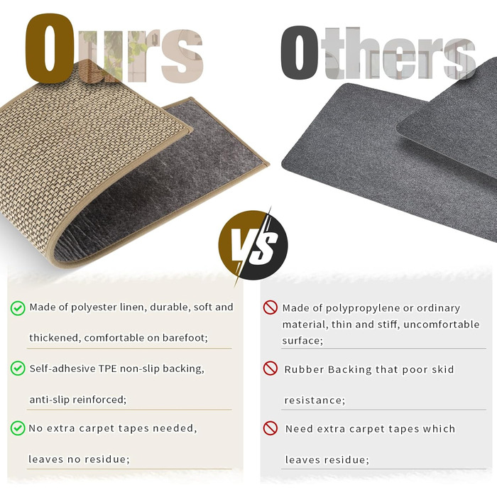 Нековзні килимки для сходів для дерев&39яних сходів у приміщенні, 22,9 x 91,4 см, 8 шт. , надзвичайно широкі сходинки, килим, доріжка для сходів, подушки для сходів з багаторазовим клеєм, для собак, 9 x 36 дюймів, бежевий 8