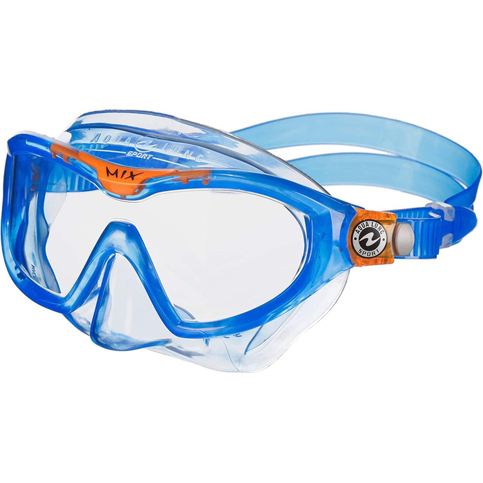 Маска для дайвінгу трубка для дайвінгу, водних видів спорту та снорклінгу для дітей віком від 4 років із захистом від ультрафіолету, один розмір, синій/помаранчевий