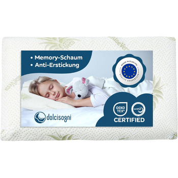 Дитяча подушка DOLCI SOGNI з піни з пам'яттю для дитячого ліжечка та ліжечка, дитяча подушка зі знімним чохлом з алое, дитяча поду
