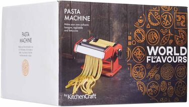 Машина для пасти KitchenCraft World of Flavours з нержавіючої сталі в подарунковій коробці, червона