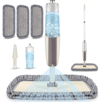 Швабра-розпилювач Швабра для підлоги з функцією розпилення, MEXERRIS Spray Mop, що обертається на 360 градусів, з 3 багаторазовими