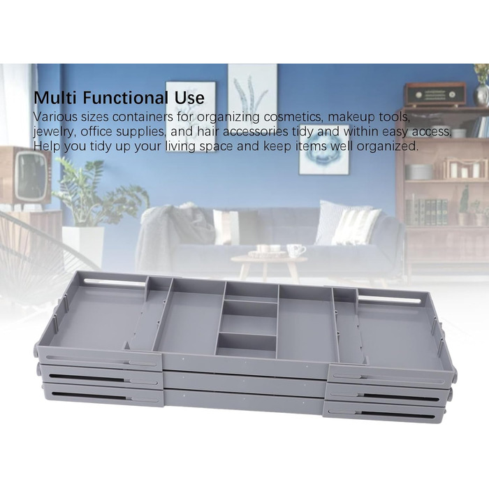 Розширюваний органайзер для столу, універсальне використання, пластиковий футляр для ювелірних виробів, вітрина, складна коробка для зберігання інструментів для макіяжу та аксесуарів для волосся, охайний житловий простір