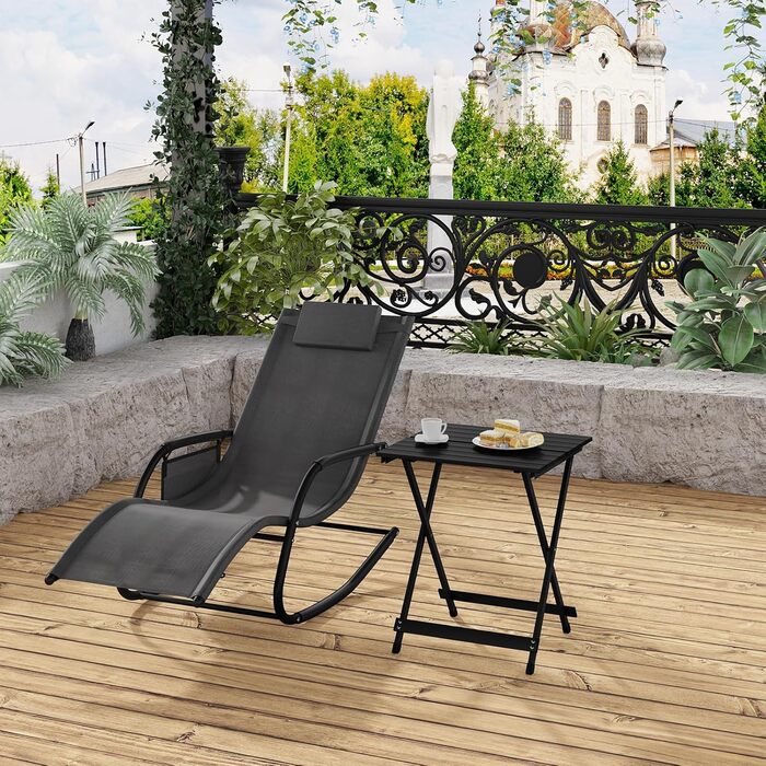 Складаний кемпінговий стіл WOLTU, алюмінієвий садовий стіл, балконний стіл, розкладний стіл, бічний столик для саду, патіо, балкону, 50,5 x 59,5 x 47 см (Ш x В x Г), чорний