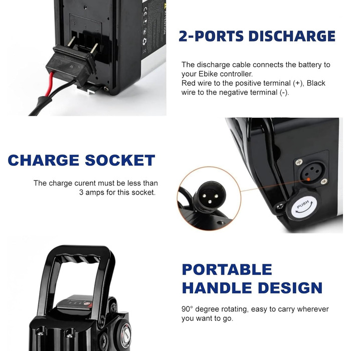 Акумулятор для електровелосипеда 36V 48V 10AH 13AH 15AH 20AH, літій-іонний акумулятор для електричного велосипеда, сріблястий, знімний, для Pedelec, заміна акумулятора, 2-контактний/4-контактний із зарядним пристроєм для двигуна 200W-1000W, 36V 10AH2-конт