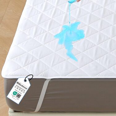 Водонепроникний наматрацник Bedecor 180x200 см з 4 еластичними кутами - сертифікований Oeko-Tex дихаючий наматрацник, захист від вологи, наматрацник для людей з нетриманням, який можна прати