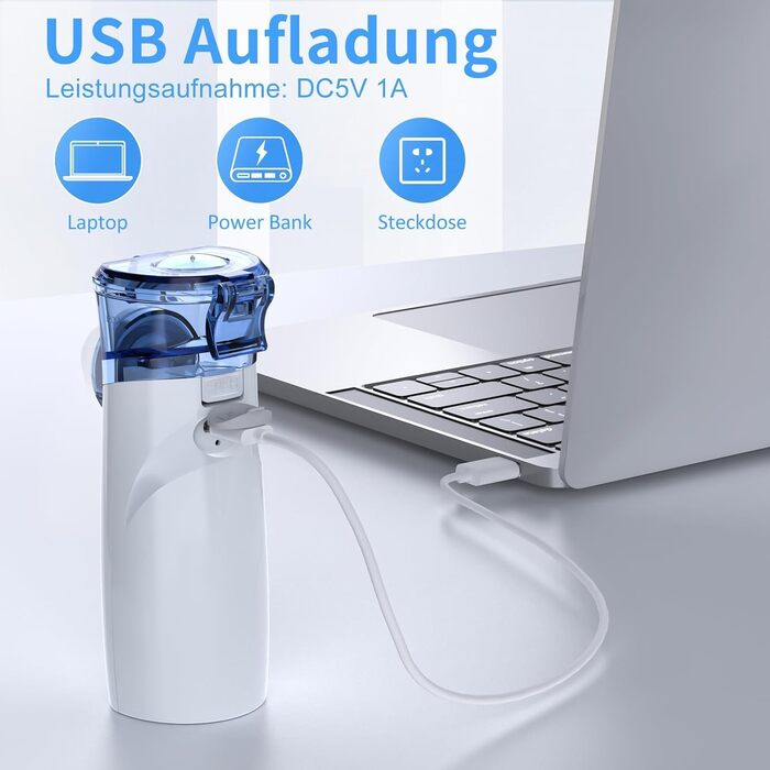 Інгалятор для дітей та дорослих, інгалятор-небулайзер, портативний інгалятор від респіраторних захворювань, що перезаряджається Ефективний, регульований розпилювач Низький рівень шуму, самоочищення