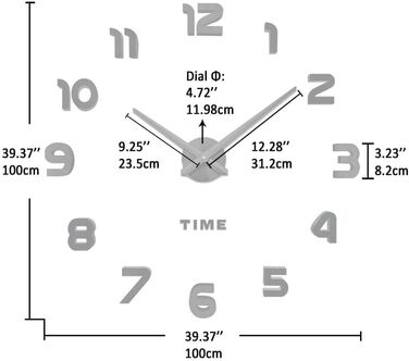 Сучасний німий DIY Великий настінний годинник 3D наклейка для декору домашнього офісу подарунок