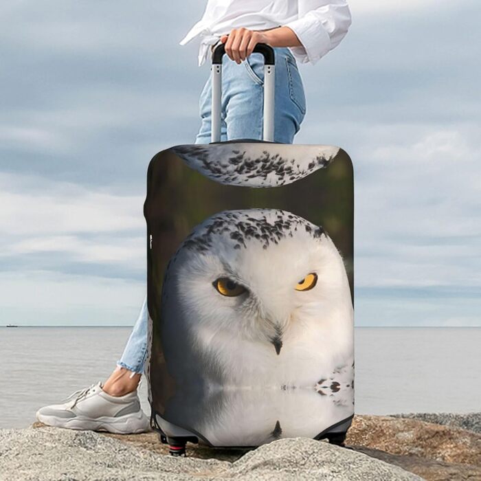 Чохол для валізи Засніжені совині очі з еластичною тканиною, захисний від подряпин та пилу, чорний, розмір 85