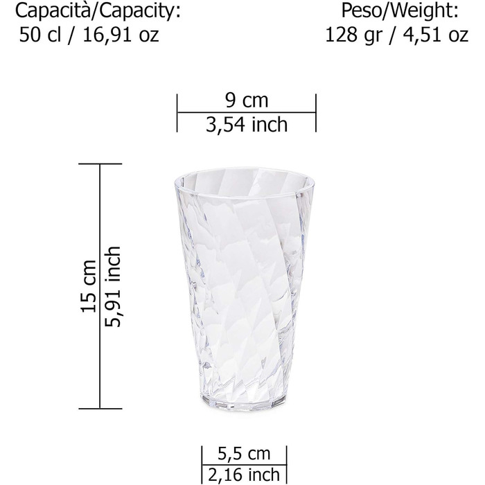 Набір склянок для води omada Design, упаковка з 4 кольорових пластикових склянок з прозорого акрилу (без вмісту бісфенолу), об'єм