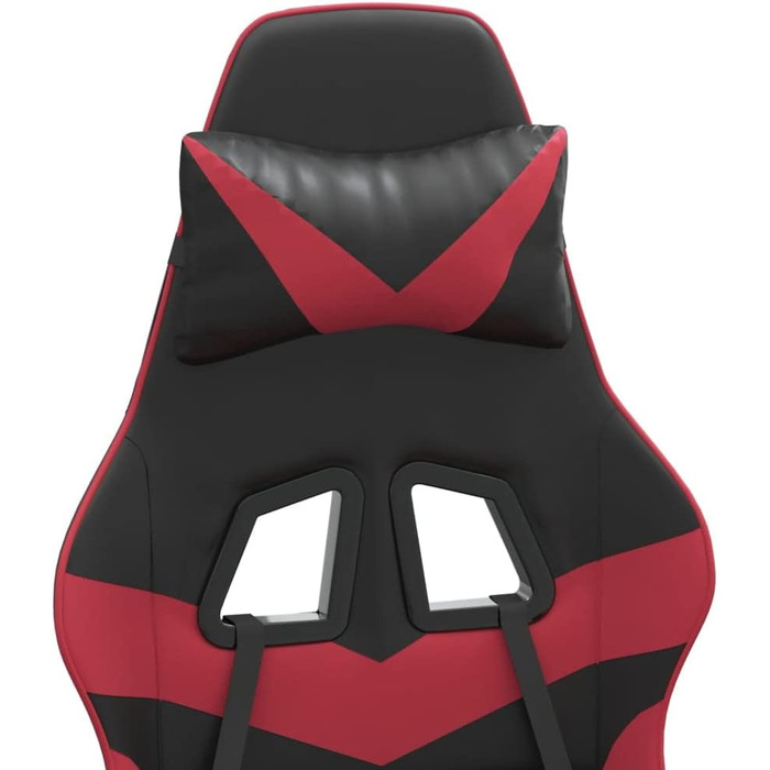 Геймерське крісло з підставкою для ніг та регульованою спинкою, функція повороту на 360 градусів, чорно-бордова штучна шкіра, включаючи подушки для голови та попереку, 36,5 x 42 см (Ш x Г)