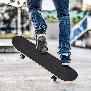 Повний скейтборд Blau-Shark 78.7 x 20.3 см - 8-шарова дека з клена, ABEC-11 підшипники, блискучі PU колеса, для дітей, підлітків та дорослих, блакитний акула дизайн