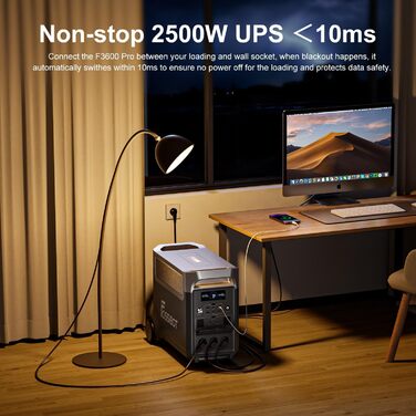 Портативний сонячний генератор LiFePO4 ємністю 3840 Втгод з виходом 3x230 В змінного струму 3600 Вт (пікова потужність 7200 Вт), швидка зарядка та накопичення енергії для дому, під час відключення електроенергії та подорожей., 3600 Pro Power Station