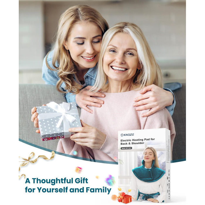 Обтяжена нагрівальна ковдра KNQZE, нагрівальний килимок з 10 рівнями нагріву, 4 таймери для спини, плечей та шиї, нагрівальний килимок, що миється, від болю в спині та шиї, подарунок на день народження для жінок та чоловіків, зелений