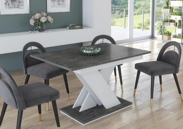 Розкладний обідній стіл Furneo Modern, 120-160 см, сірий мармуровий ефект, Tavolo02, МДФ