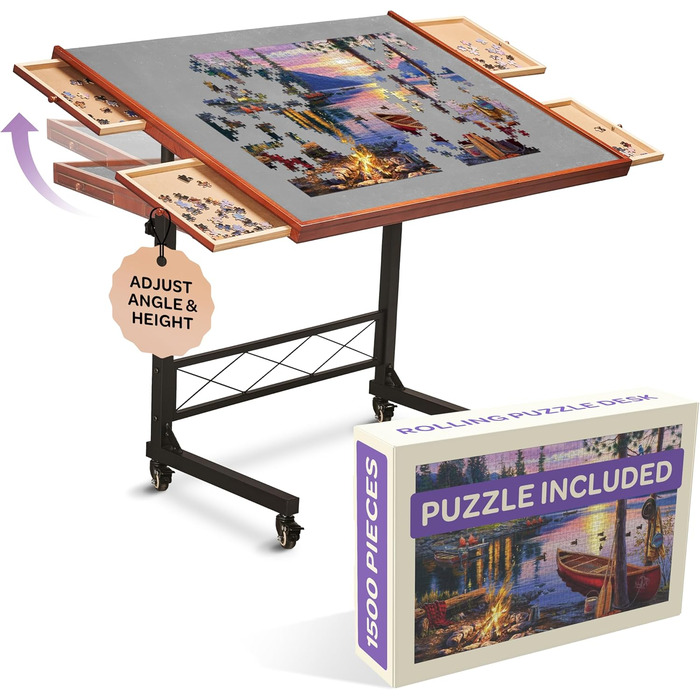Стіл-головоломка JoyBerri/Стіл-головоломка, що перекочується - Пазл-панель на 1500 елементів із бонусною головоломкою/Портативні с
