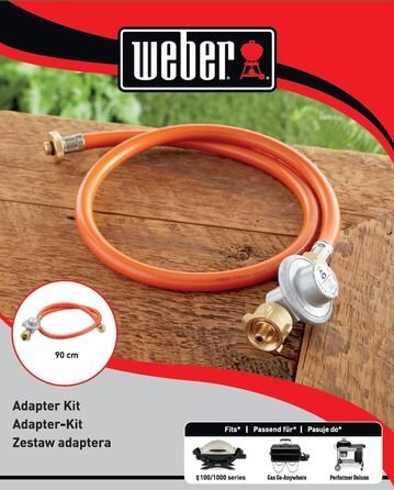 Адаптерний набір Weber для Q100-1000, Go-Anywhere Gas та Performer Deluxe для підключення до газового балона (LPG) Сріблястий (8475)