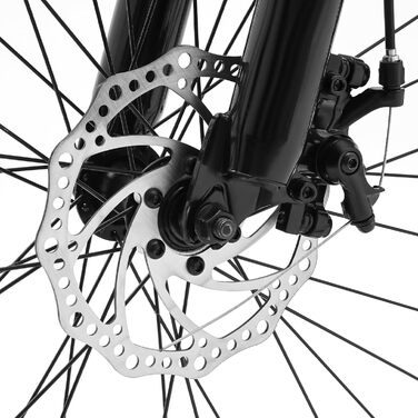 Дюймовий гірський велосипед з 21-швидкісною коробкою передач, підходить для хлопчиків та дівчаток, передні та задні дискові гальма, регульоване сидіння для гірських пригод та їзди містом, чорний, 26-