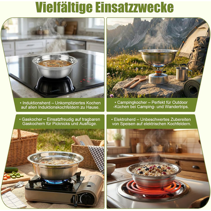 Набір посуду для кемпінгу на 2 особи - нержавіюча сталь 304, тарілки, миски, чашки та столові прибори, чохол та карабін, портативний посуд для пікніків, барбекю та відпочинку на природі (13 предметів)