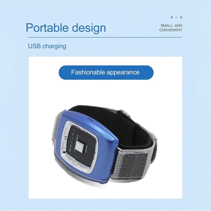 Пристрої проти хропіння, браслет проти хропіння Sleep Connection з 3 режимами, ефективне рішення від хропіння, інтелектуальна зупинка хропіння для заблокованих ніздрів, зменшення хропіння синього кольору