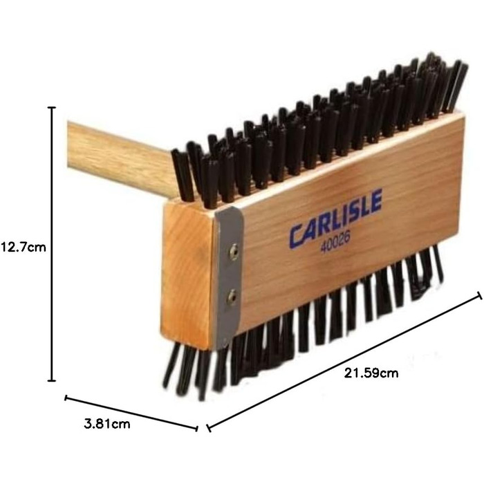 Щітка для гриля Carlisle 4002600 Broiler Master, вугільна сталь, довжина 77,5 см, ручка та основа з твердого дерева, натуральний колір