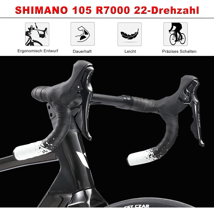 Шосейний/гравійний велосипед 28 дюймів з карбоновою рамою та вилкою, дисковими гальмами Shimano 22 швидкості, карбоновим кермом та підсідельним штирем для чоловіків та жінок, колір зелений хамелеон, 50 см