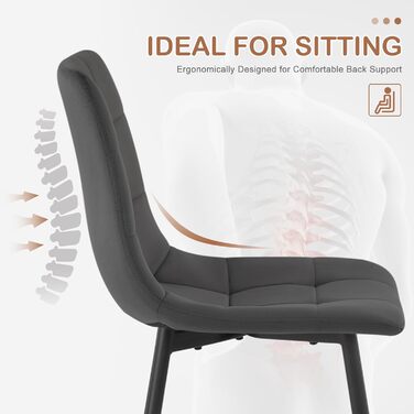 Обідні стільці EUGAD, комплект з 4 шт. , для їдальні, кухні, вітальні, м&39які кухонні стільці зі спинкою, оксамитовий чохол, з металевими ніжками, вантажопідйомність 150 кг, темно-сірий, комплект з 4 предметів (44 x 81 x 51 см)