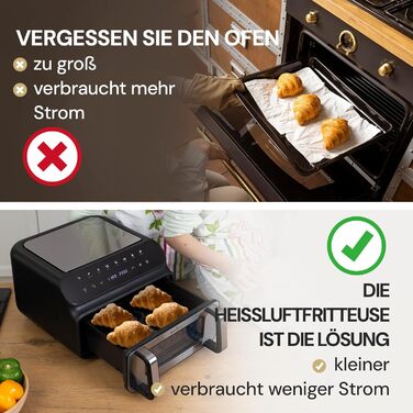 Аерофритюрниця Rosmarino Infinity MasterPro 10 л - багатофункціональна 5-в-1 аерофритюрниця, електричний гриль, духовка, дегідратор, мікрохвильова піч Розмір великої родини Енергозбереження