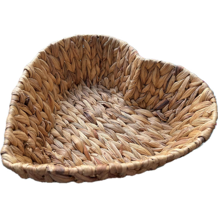 Подарунковий кошик у формі серця з водяного гіацинта натурального кольору з червоним паперовим наповнювачем та подарунковою упаковкою ідеально підходить для Різдва, Дня святого Валентина, весіль або для подарункових кошиків