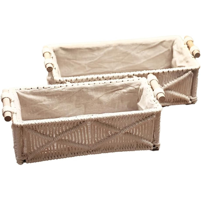 Квадратний кошик для зберігання, плетений, з тканинною підкладкою, білий, комплект з 2 шт.