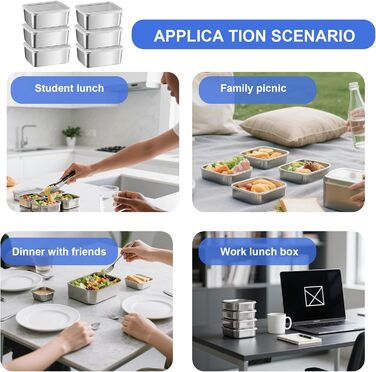 Контейнерів для зберігання продуктів з кришками, харчова сталь, багаторазові та штабельовані, контейнери для нарізок для холодильника, кухонні контейнери для сиру, фруктів, салатів, 6