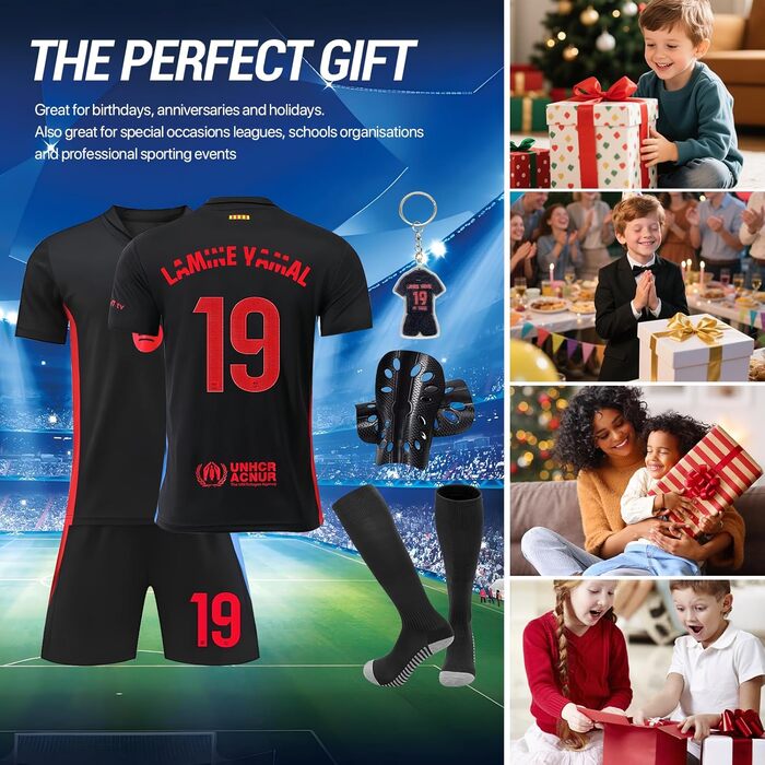 Футбольна майка для хлопчиків, дитяча тренувальна футболка, футбольна майка з футболкою, шортами, шкарпетками та щитками для гомілок, комплект 26, чорний-19