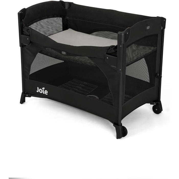 Дорожнє ліжечко Joie Kubbie Sleep, приліжкове ліжечко 2-в-1, відкидна боковина, знімний вкладиш, компактно складається від народження до 3 років (0-15 кг), колір сланцевий