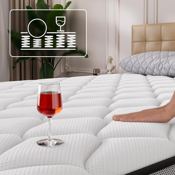 Матрац BedStory 90x200 см, пружинний матрац Pocket Spring, висота 31 см, ортопедичний матрац з комфортною піною, рівні жорсткості H3 та H4, пружинний матрац для дорослих, сертифікований ko-Tex та CertiPUR, 90x200 см, 31 см