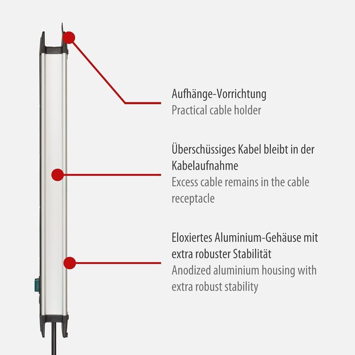 Розетковий подовжувач - багаторозеткова розетка з високоякісного алюмінію (з 2 вимикачами на 8 розеток кожен і кабелем довжиною 3