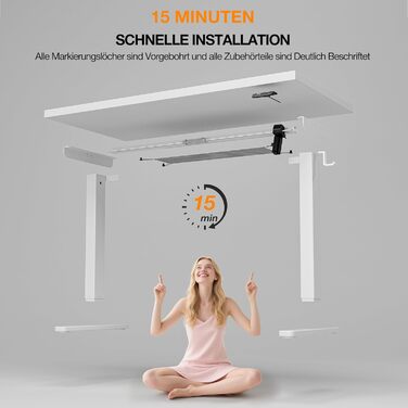 Стіл з регульованою висотою 120x60 см, електричний з функцією пам&39яті, комп&39ютерний стіл з можливістю сидіти та стояти. Організатор кабелів та гачки, регульований стіл стоячи для офісу та дому білий 120 см