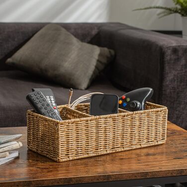 Плетений кошик з 3 відділеннями, плетені кошики для організації, органайзер та зберігання, кошик для зберігання, кошик для бачка унітазу, органайзер для стільниці у ванній кімнаті, світло-коричневий