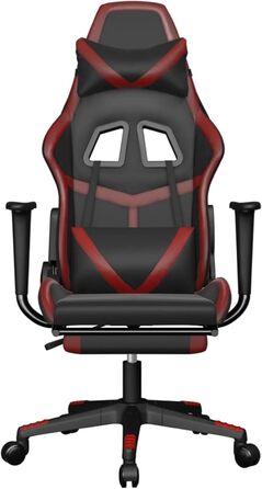 Геймерське крісло з підставкою для ніг, чорно-бордова штучна шкіра, модель 3143683