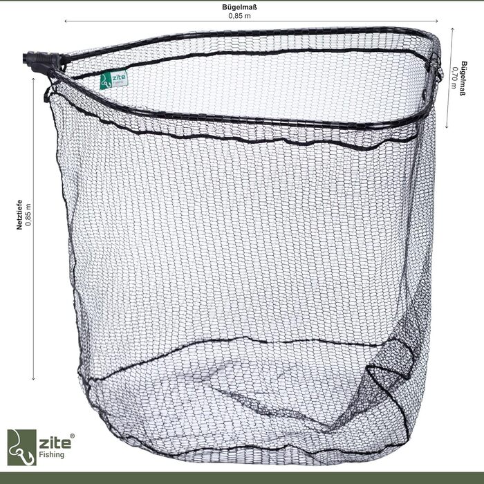 Великий гумовий підсак для човна Zite Fishing/Рибальська сітка Підсак для щуки та судака 70x85x85 см Гумований рибальський підсак, складний з мірною стрічкою - Гумова рибальська сітка для хижаків