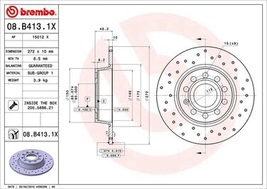 Гальмівні диски Brembo BX AU A1 (8X1) P 08.B413., комплект 2 шт.